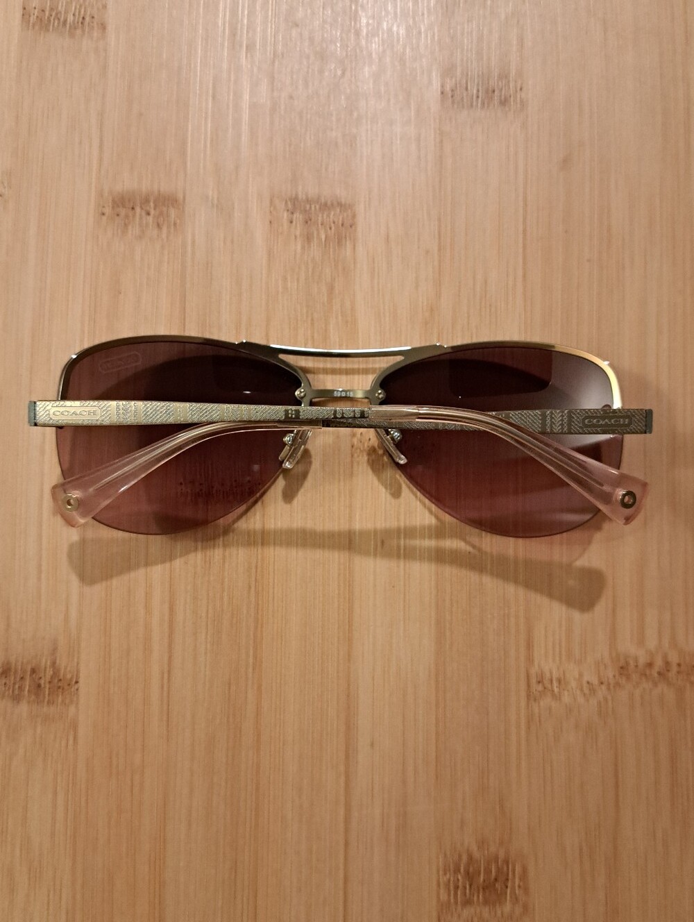 ππCOACH Jasmine Aviator Sunglasses In Pink Crystal Gold W/ Case And Dust Cloth - Picture 14 of 15